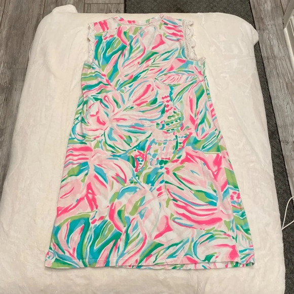 Lilly Pulitzer Agee Croc My World Eyelet Ladder Lace Trim Supima Dress, 16630 - Picture 7 of 12